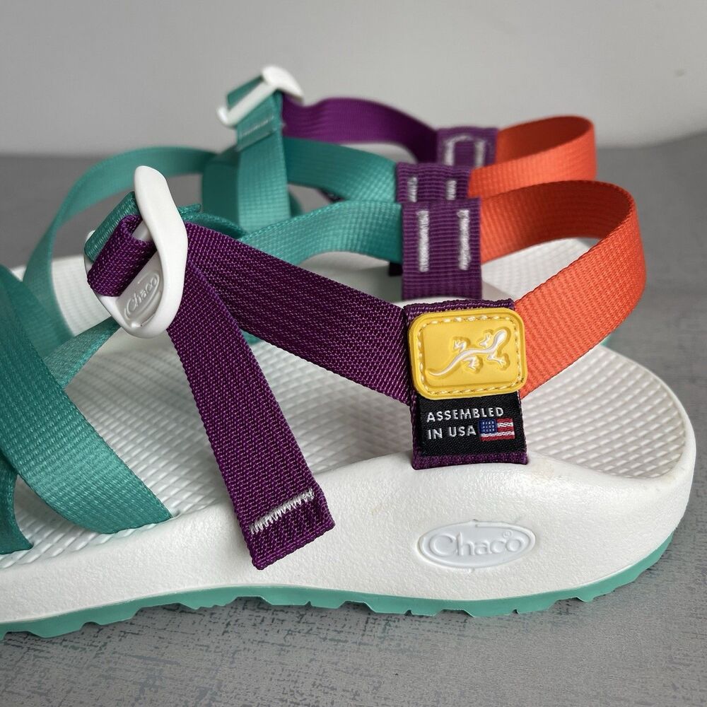 Chaco Women's Aura Z/1 Adjustable Strap Wide-Width Sandal 9 Wide - Green /White - Picture 3 of 12
